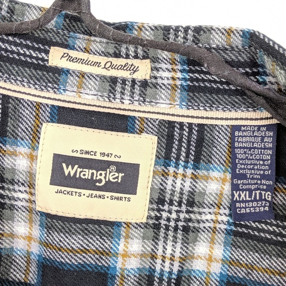 Wrangler Flannel Shirt Western Plaid Snap Front - Picture 5 of 8